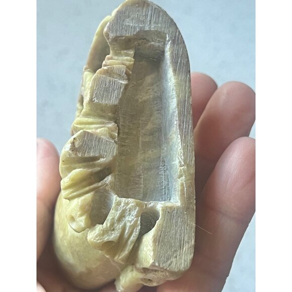 Antique Carved Soapstone Brush Pot Intricate Floral & Nature Design 2.25” T Gift - Picture 6 of 9